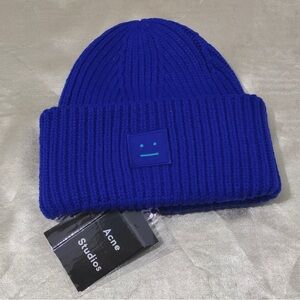 Acne Studios Face Patch Beanie - Blue